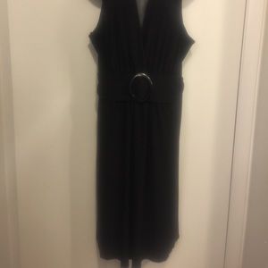 Black party dress size (3x) low plunging cleavage.